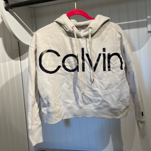 Calvin Klein Performance Tops - Calvin Klein tan cropped hoodie
